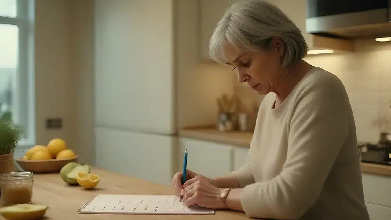 blue bowl of black bean beef tortilla soup on a board with cilantro and shredded cheese in background